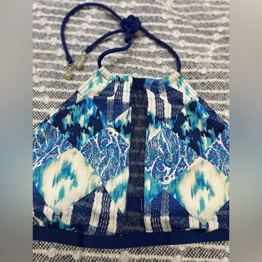 BCBGeneration Blue Patterned Halter Bikini Set - Picture 8 of 16